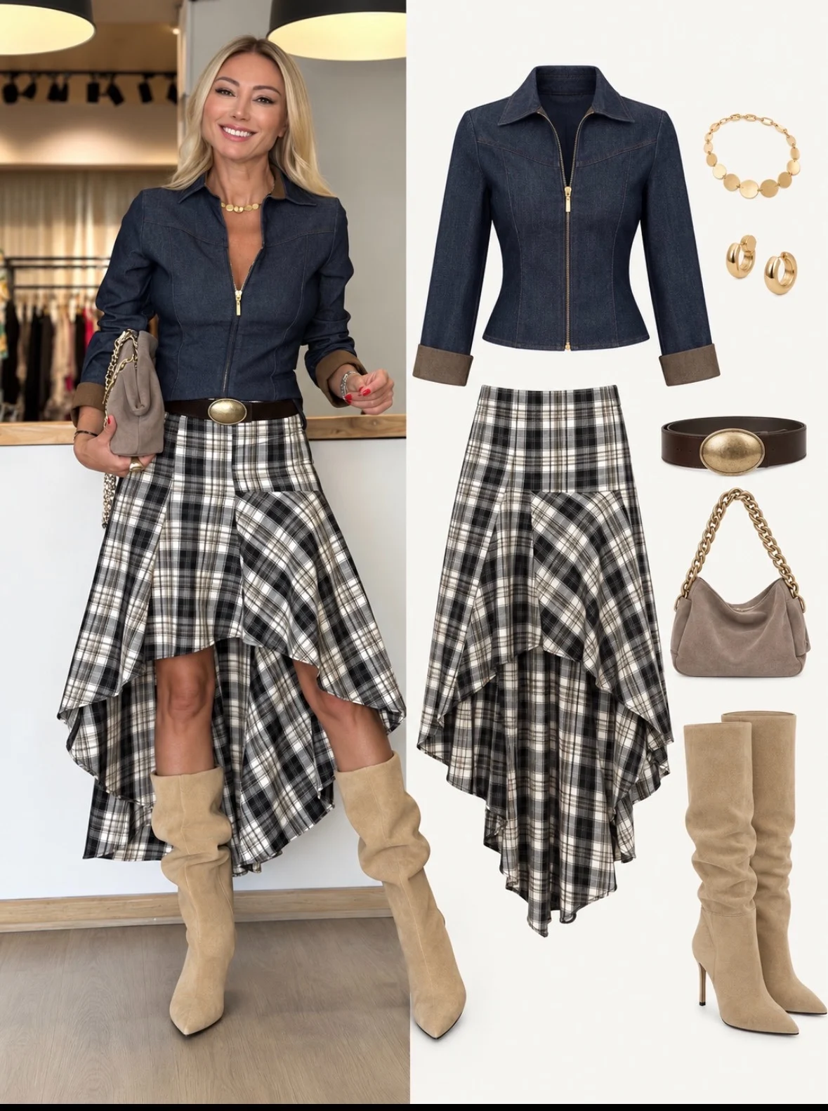 Ekose Kemerli Etek - ₺2.519,99 | ASKI BOUTIQUE Balat Ekose Kemerli Etek Etek | ASKI BOUTIQUE Balat