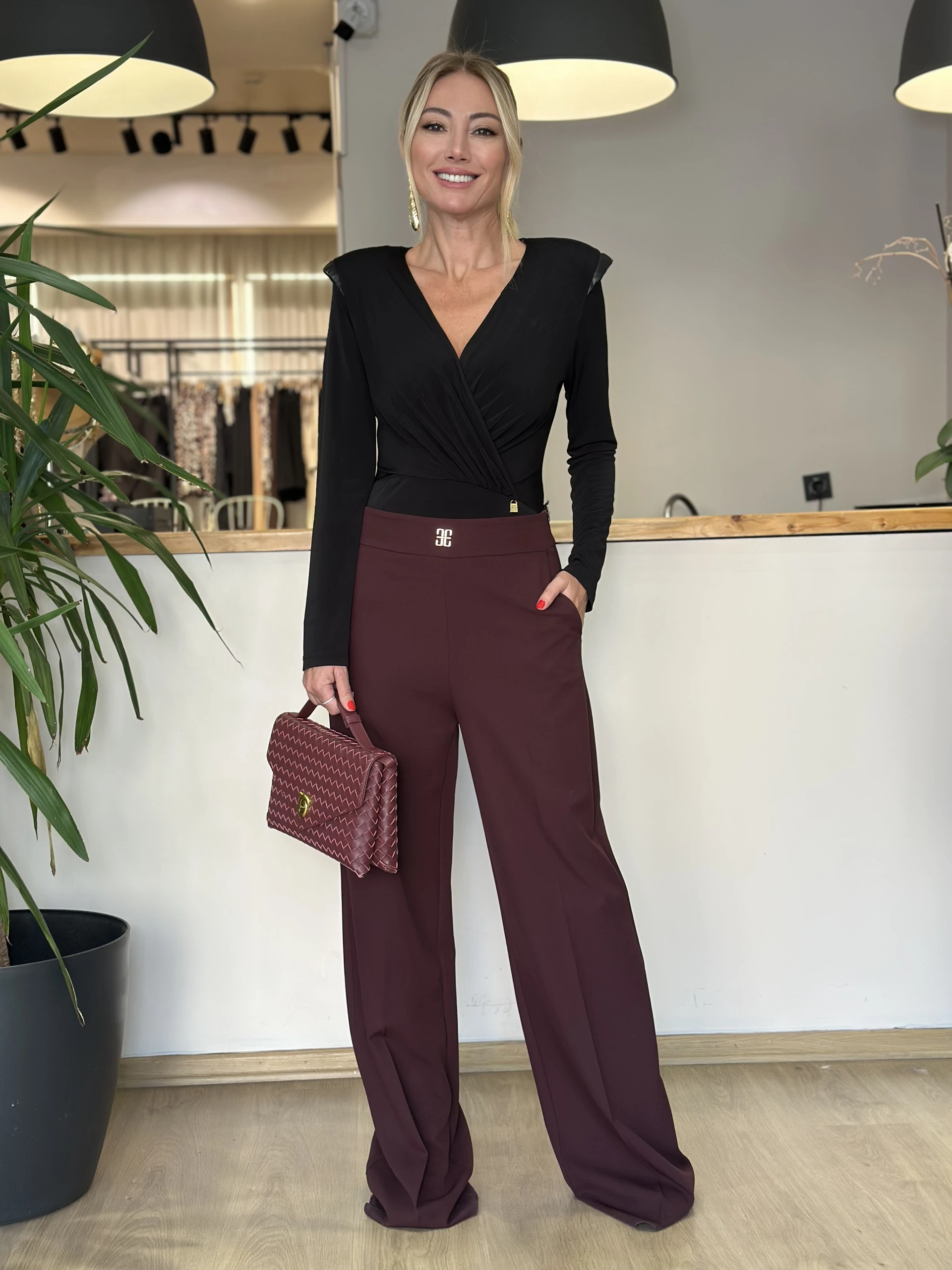 Bordo Palazzo Pantolon - ₺3.959,99 | ASKI BOUTIQUE Balat Bordo Palazzo Pantolon Elbise | ASKI BOUTIQUE Balat