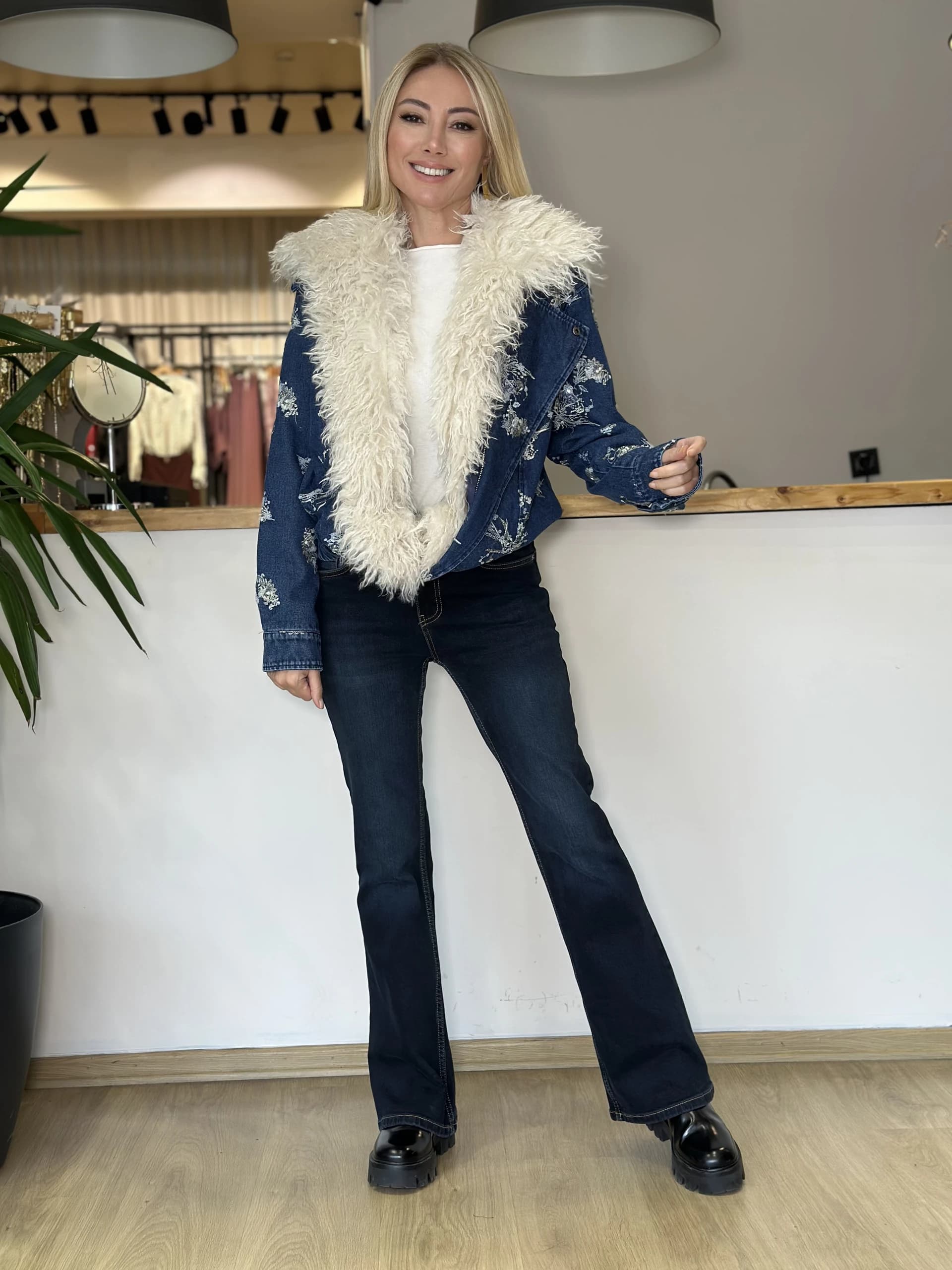 Cardin İspanyol Paçan Likralı Koyu Denim