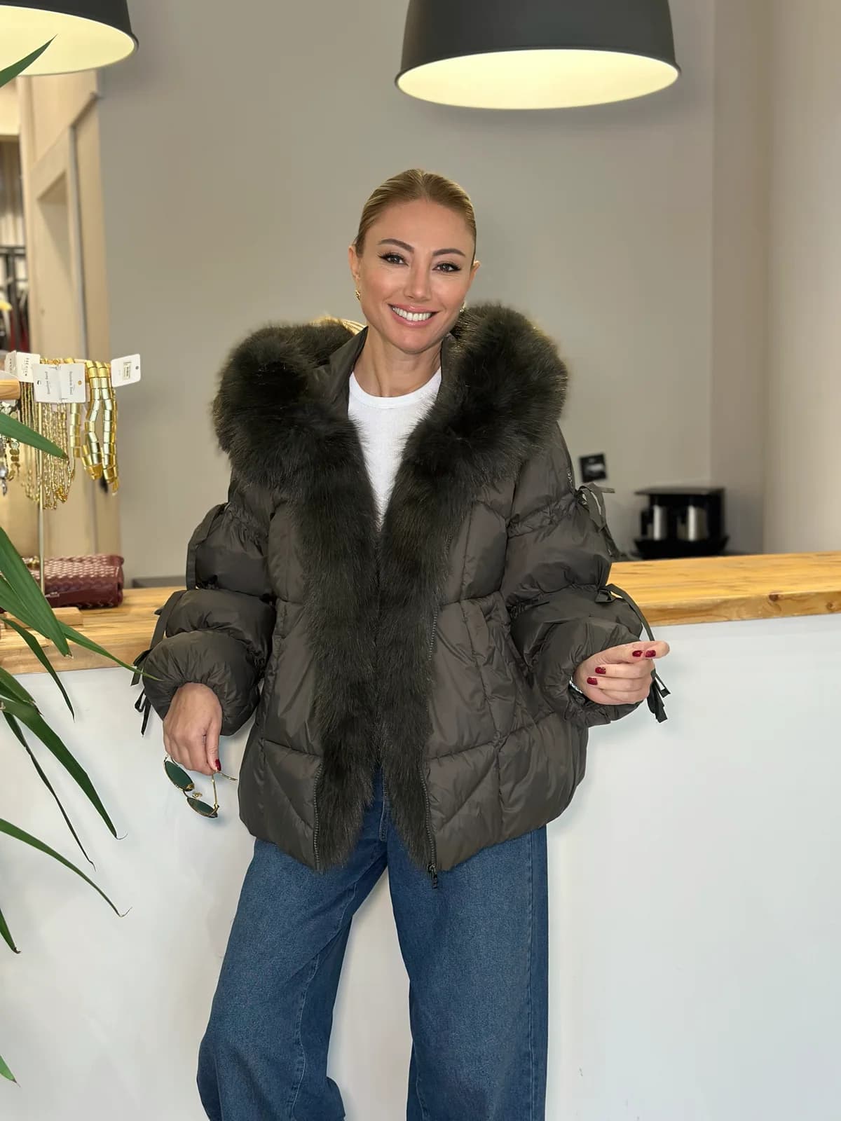 Bella Kürk Detaylı Haki Mont Askı00469