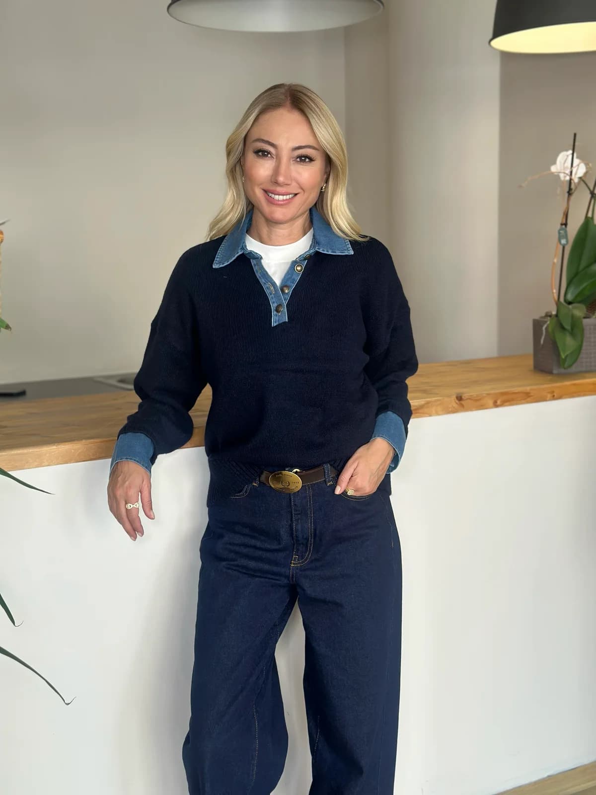 Liva Kot Detaylı Lacivert Kazak Askı00446