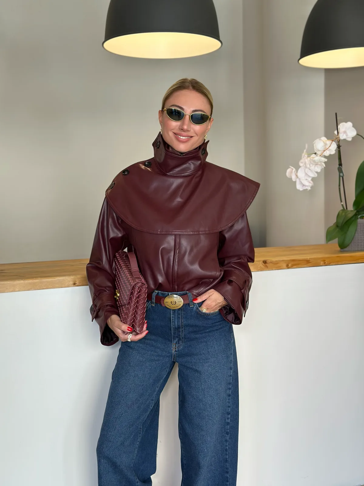 Bordo Deri Şal Detaylı Ceket Askı00359 - ₺3.519,99 | ASKI BOUTIQUE Balat Bordo Deri Şal Detaylı Ceket Askı00359 Ceket (Özel Butik Kumaş) - Butik Modeli | ASKI BOUTIQUE Balat