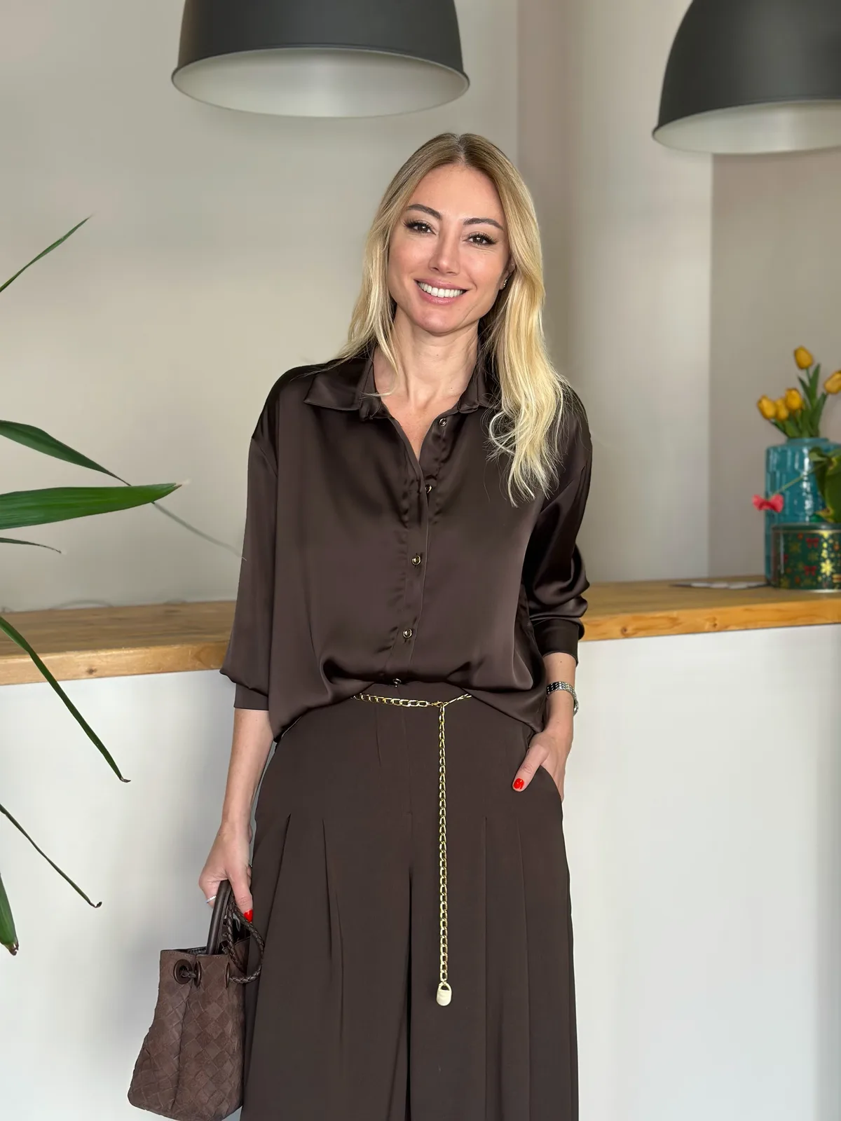 Kahve Saten Gömlek Askı00203