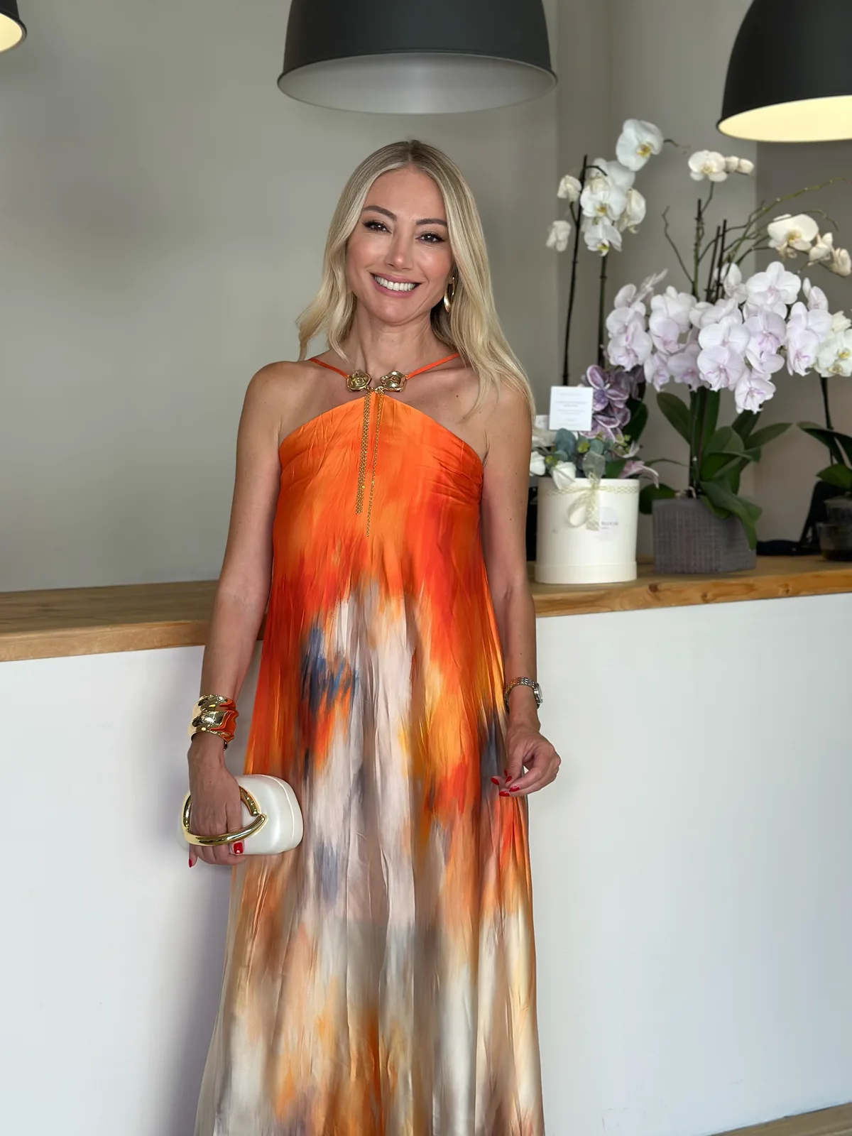 Kolye Detaylı Orange Tasarım Elbise Askı00210 - ₺4.749,99 | ASKI BOUTIQUE Balat Kolye Detaylı Orange Tasarım Elbise Askı00210 Elbise - Detay Görseli 4 | ASKI BOUTIQUE Balat