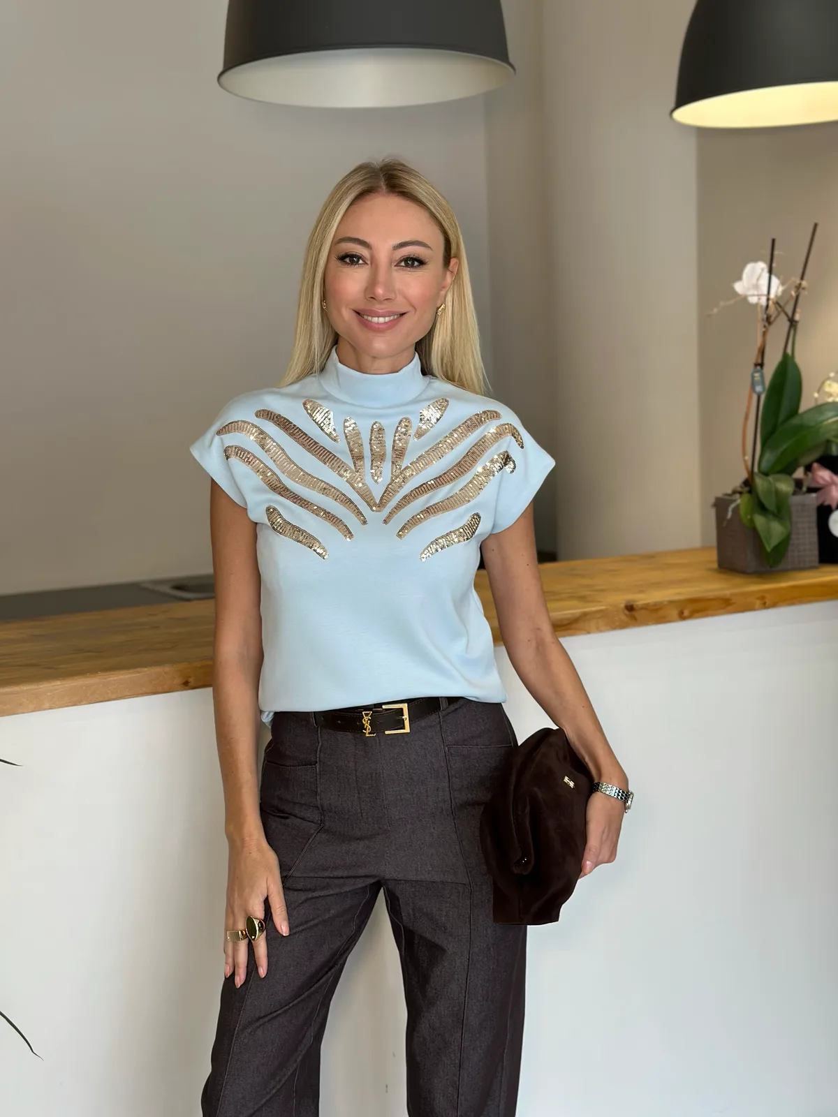 Paris Işıltı Mavi Bluz Askı00395